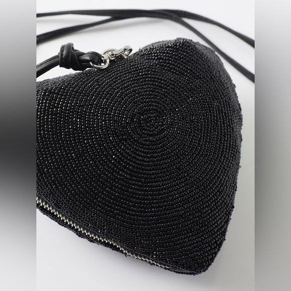 New! Staud Beaded Heart Clutch Bag in Black 🖤 🪩 Runway! - Picture 6 of 16